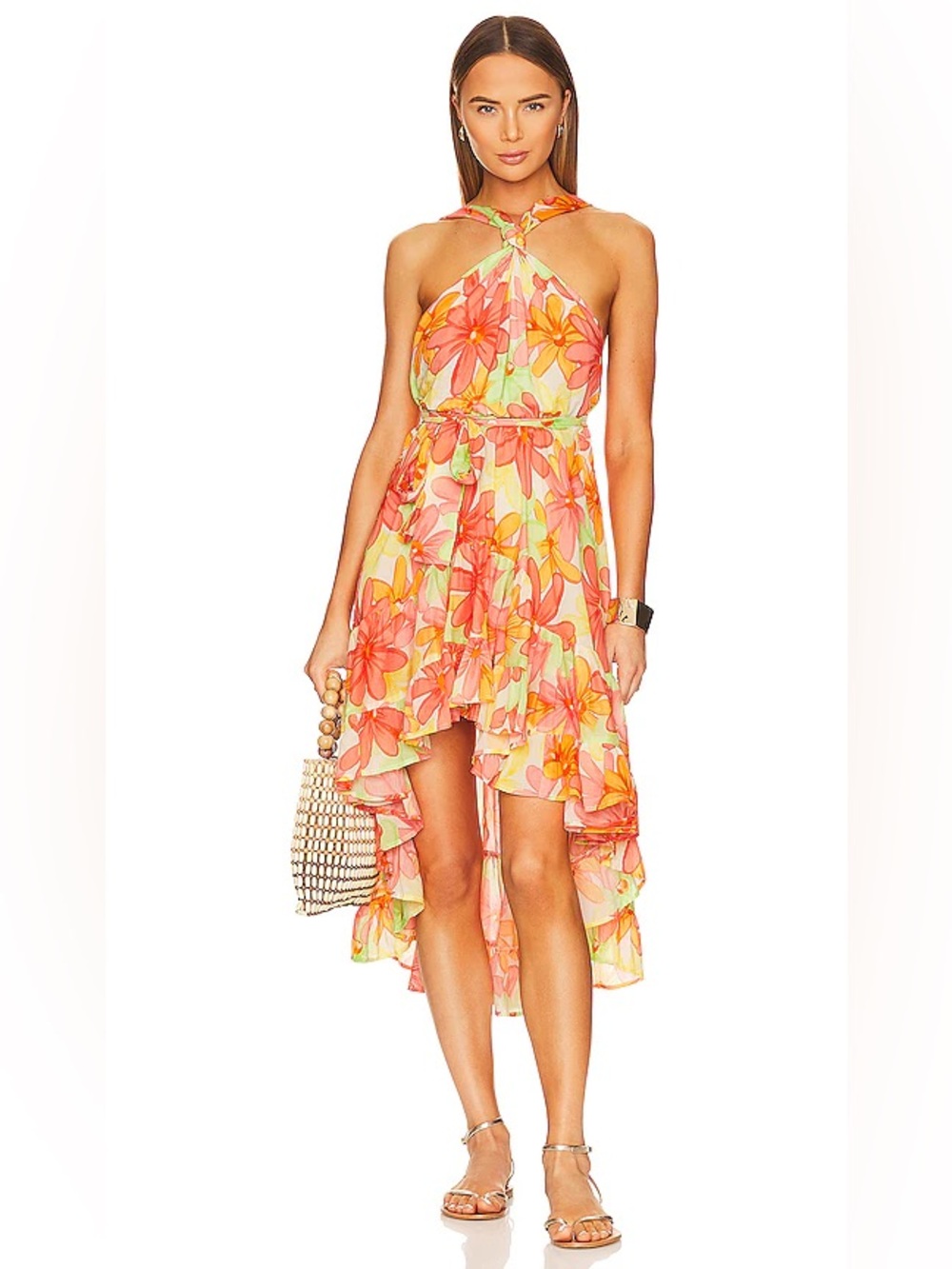 NWOT Sundress Celeste Floral High Low Halter Neck Dress Riviera Printemps Size M